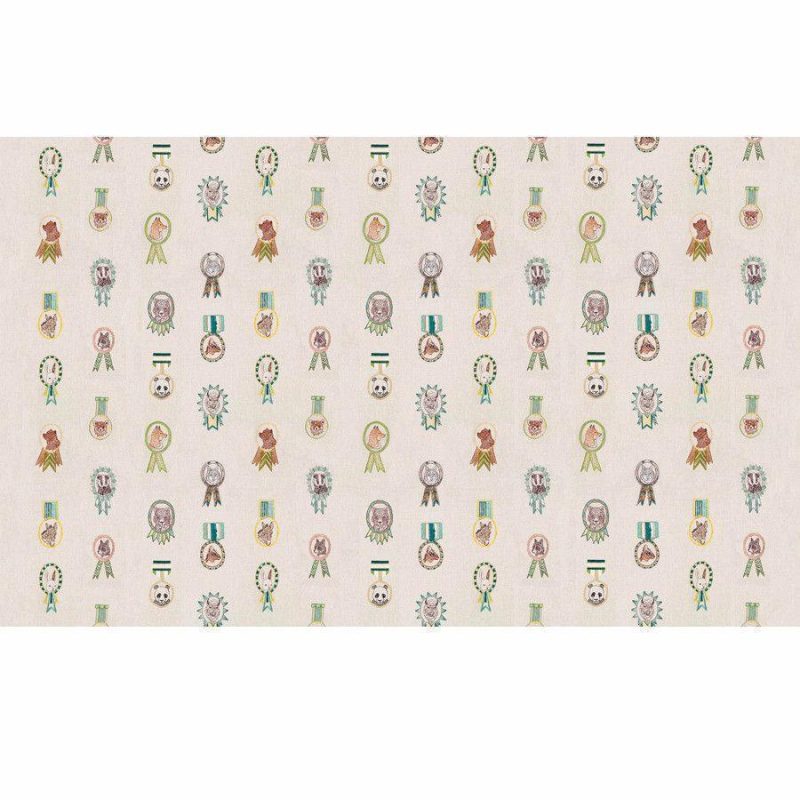 CHAMPS PATTERN EMBROIDERED FABRIC YARDAGE 3 8