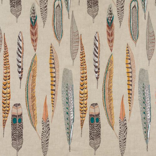 CoralandTusk Plumes Feather Embroidered Fabric