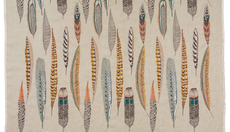 CoralandTusk Plumes Feather Embroidered Fabric