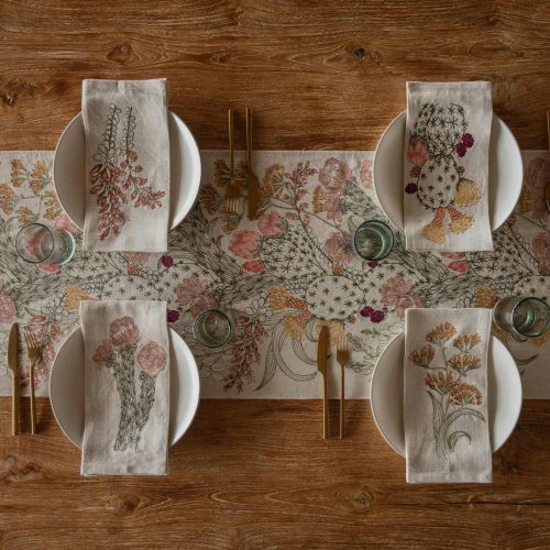 CoralandTusk Table Desert Blooms Tea Towels CA