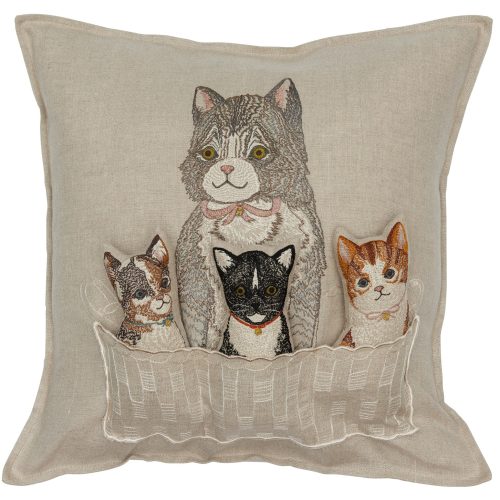 coralandtusk basket kittens pillow