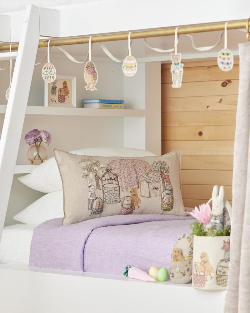 coralandtusk bunk beds easter egg hunt pillow