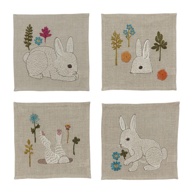 coralandtusk bunnies blooms cocktail napkins 1