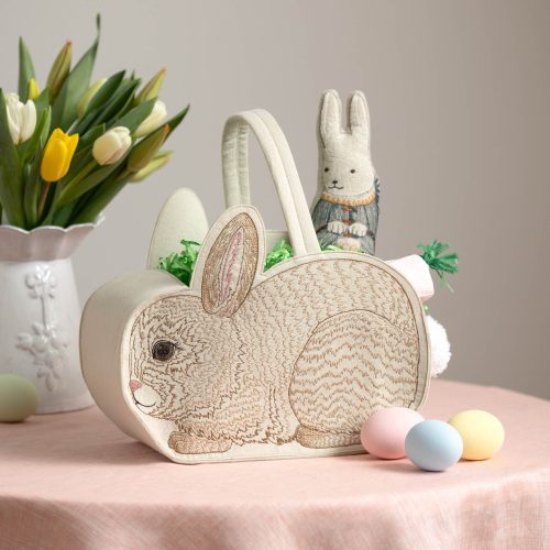 coralandtusk bunny basket embroidered easter