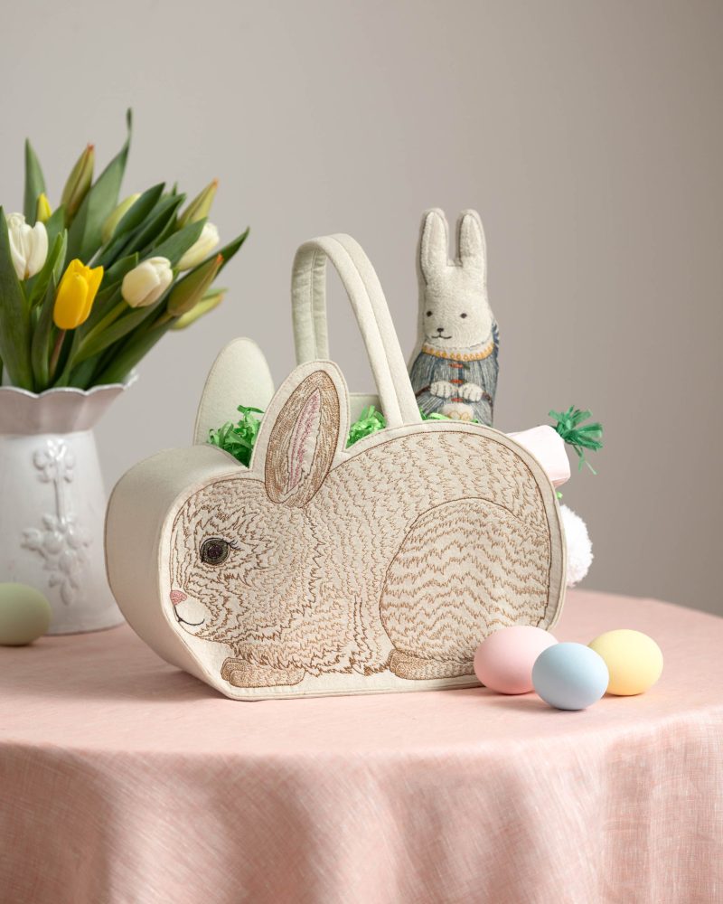 coralandtusk bunny basket embroidered easter