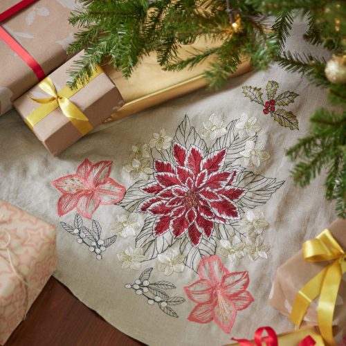 coralandtusk christmas flowers tree skirt