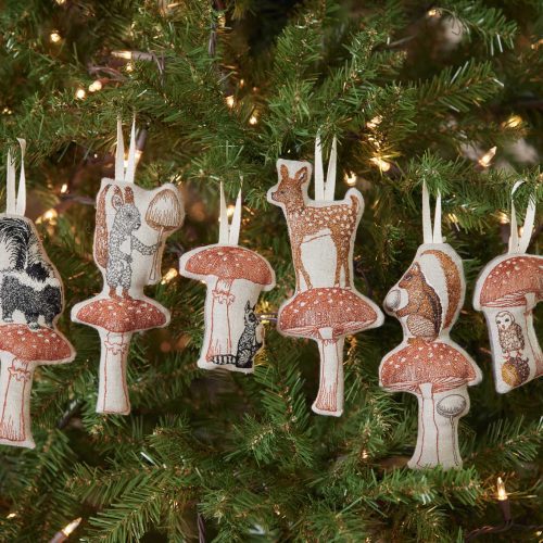 coralandtusk christmas mushroom ornaments fw23