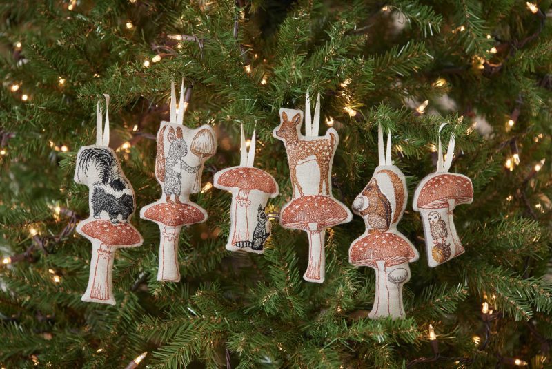 coralandtusk christmas mushroom ornaments fw23