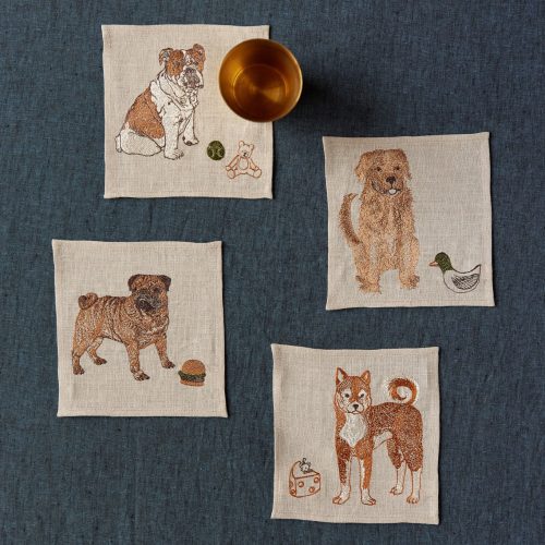 coralandtusk cocktail napkins dogs