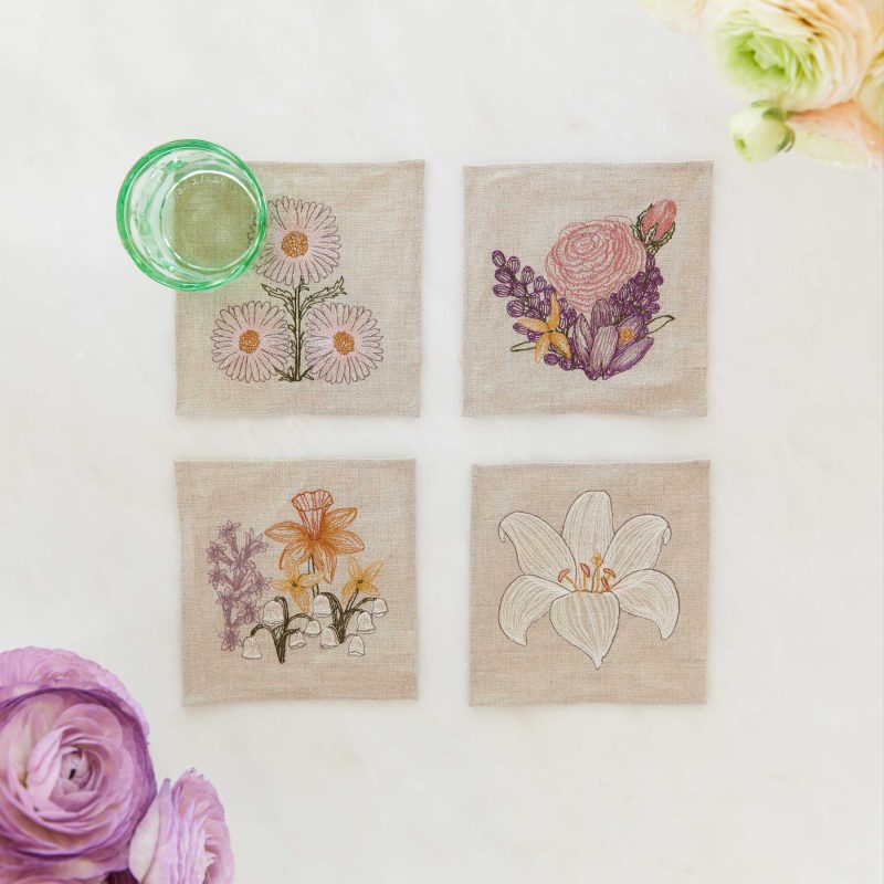 coralandtusk cocktail napkins lily daisy 2