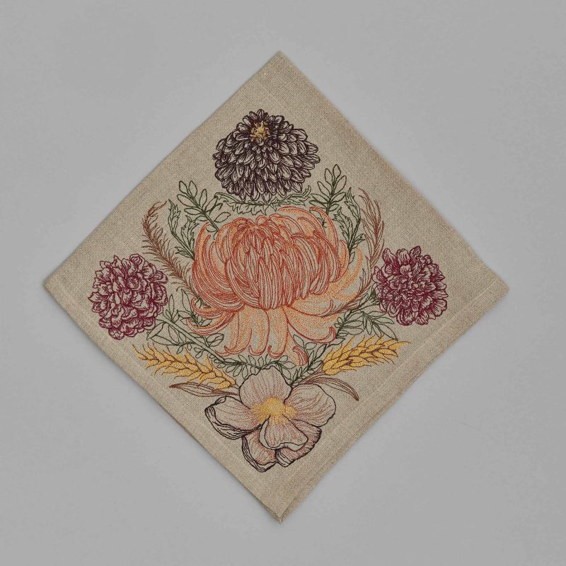 coralandtusk dinner napkin autumn mums 1