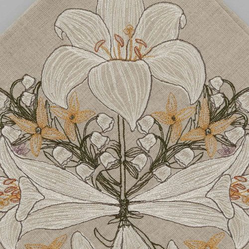 coralandtusk dinner napkin lilies 1 detail