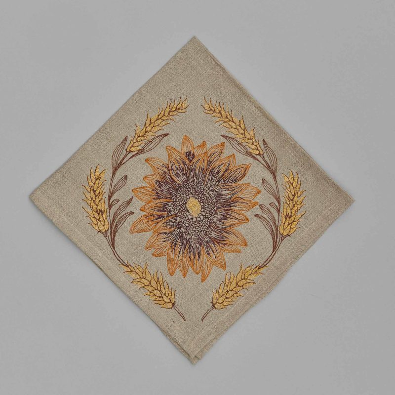 coralandtusk dinner napkin sunflower wheat 1