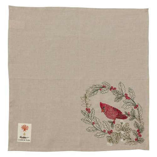 coralandtusk dinner napkin winter cardinal full