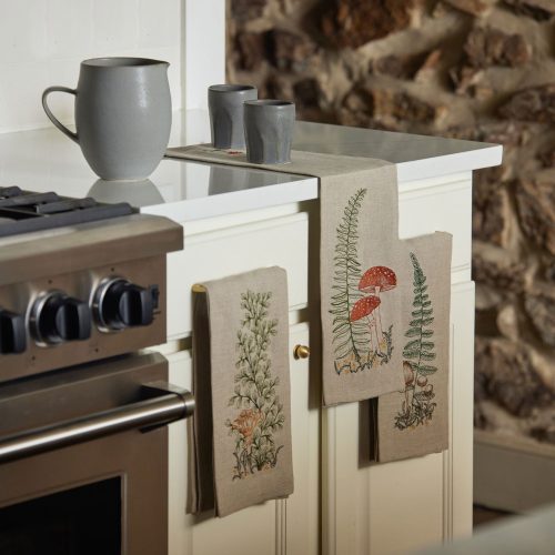 coralandtusk kitchen ferns mushroom tea towels 2