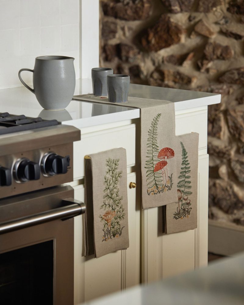 coralandtusk kitchen ferns mushroom tea towels 2