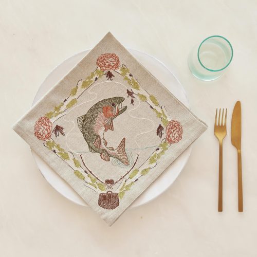 coralandtusk lelarose fishing linens dinner napkin