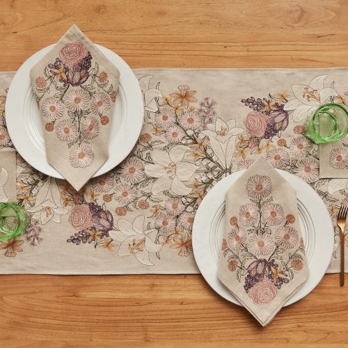 coralandtusk lilies daisies table linens 5