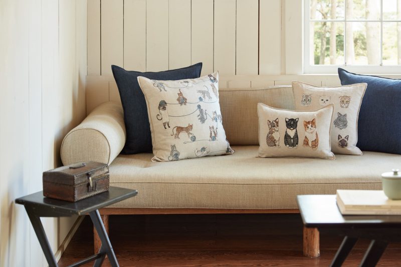 coralandtusk livingroom cute cats pillows