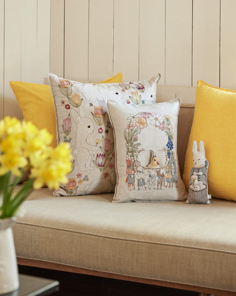 coralandtusk livingroom easter pillows spring