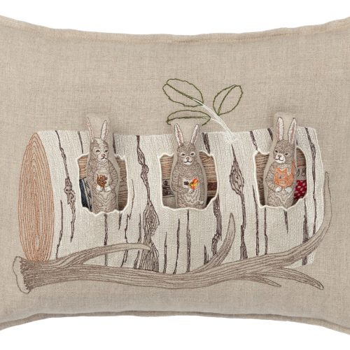 coralandtusk pillow 12x16 aspen log bunnies 1