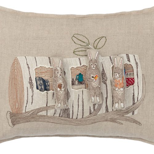 coralandtusk pillow 12x16 aspen log bunnies 2