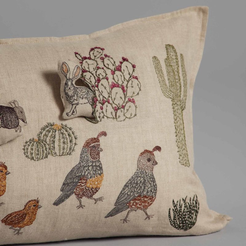 coralandtusk pillow 1426 desert quail crossing detail