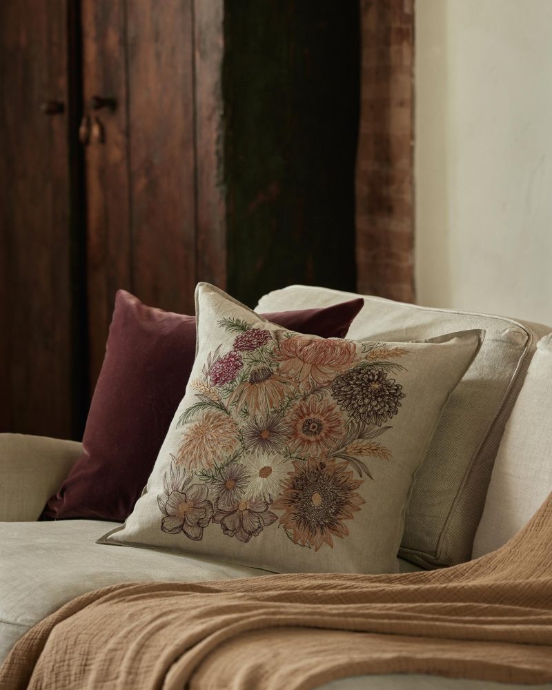 coralandtusk pillow autumn blossoms sofa