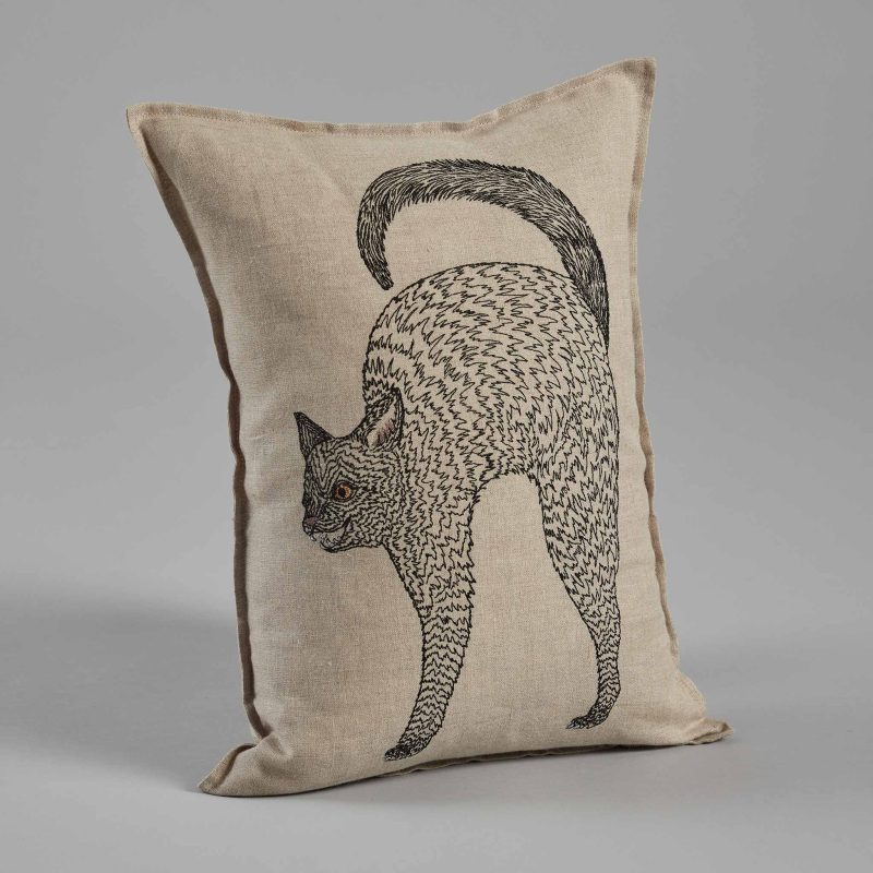 coralandtusk pillow black cat halloween