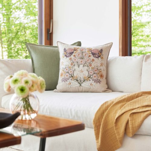 coralandtusk spring couch lilies daisies pillow 1