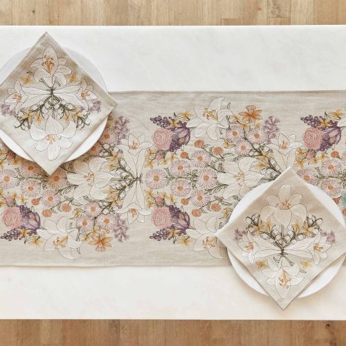 coralandtusk spring table runner lilies daisies