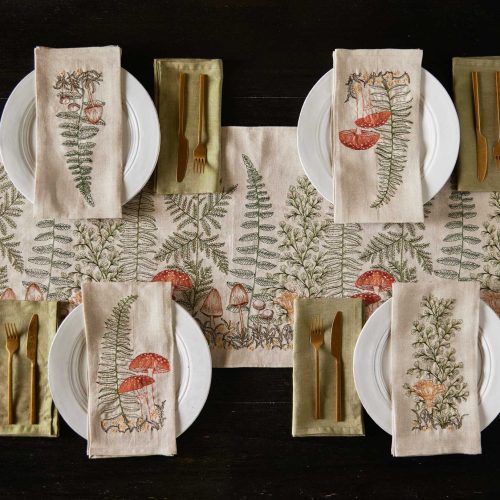 coralandtusk table ferns mushrooms tea towels 1