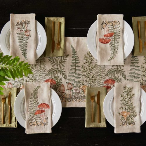 coralandtusk table ferns mushrooms tea towels 2