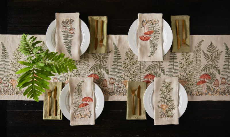 coralandtusk table ferns mushrooms tea towels 2