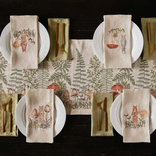 coralandtusk table ferns mushrooms tea towels 3