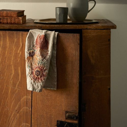 coralandtusk tea towel autumn blossoms guest bedroom