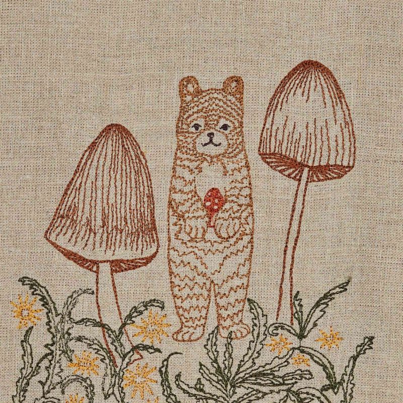 coralandtusk tea towel bear mushrooms 1 detail