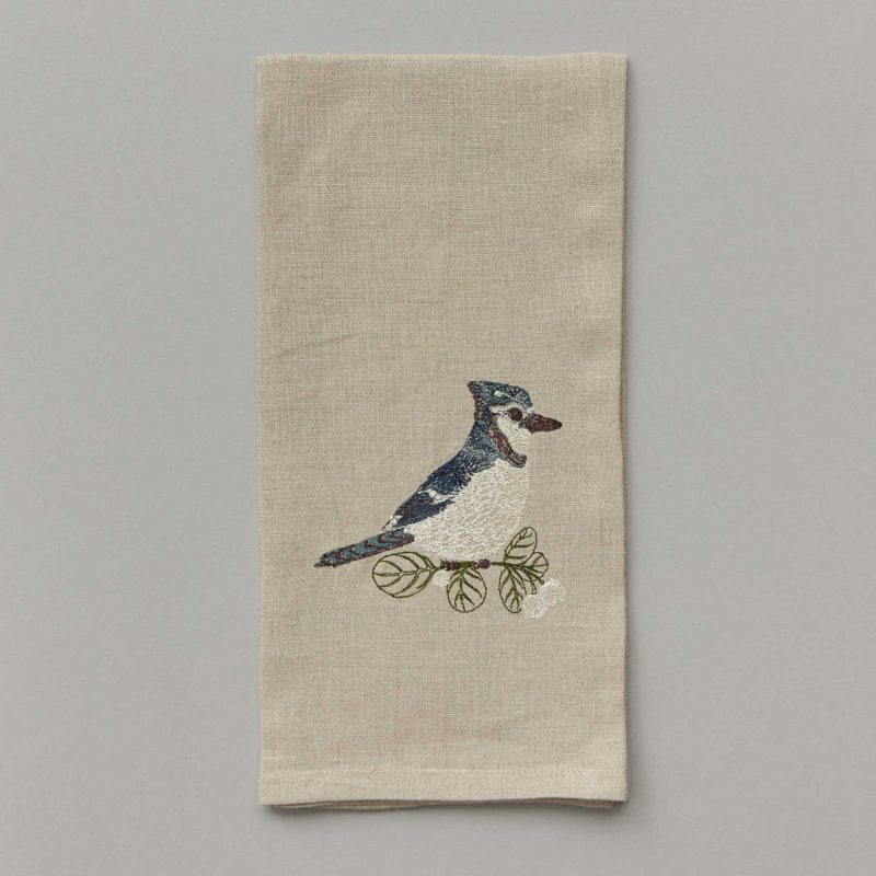 coralandtusk tea towel blue jay