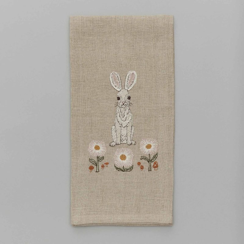 coralandtusk tea towel bunny daisies