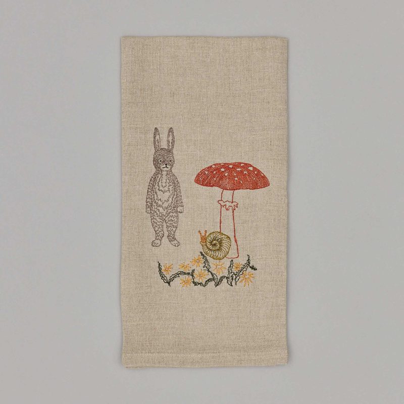 coralandtusk tea towel bunny mushrooms 1