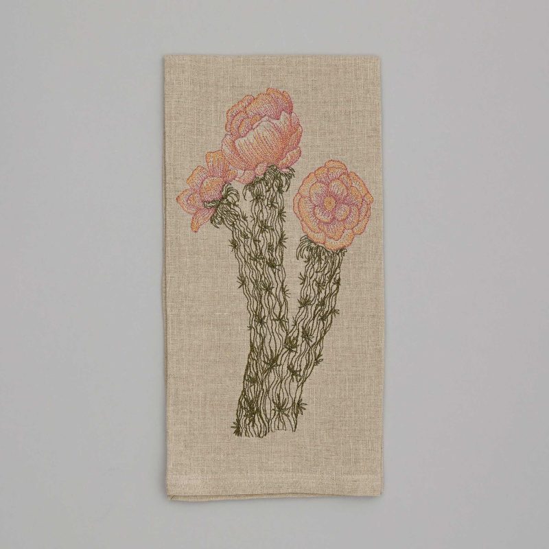 coralandtusk tea towel cholla cactus bloom