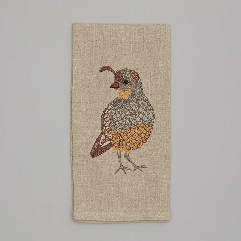 coralandtusk tea towel desert lady quail