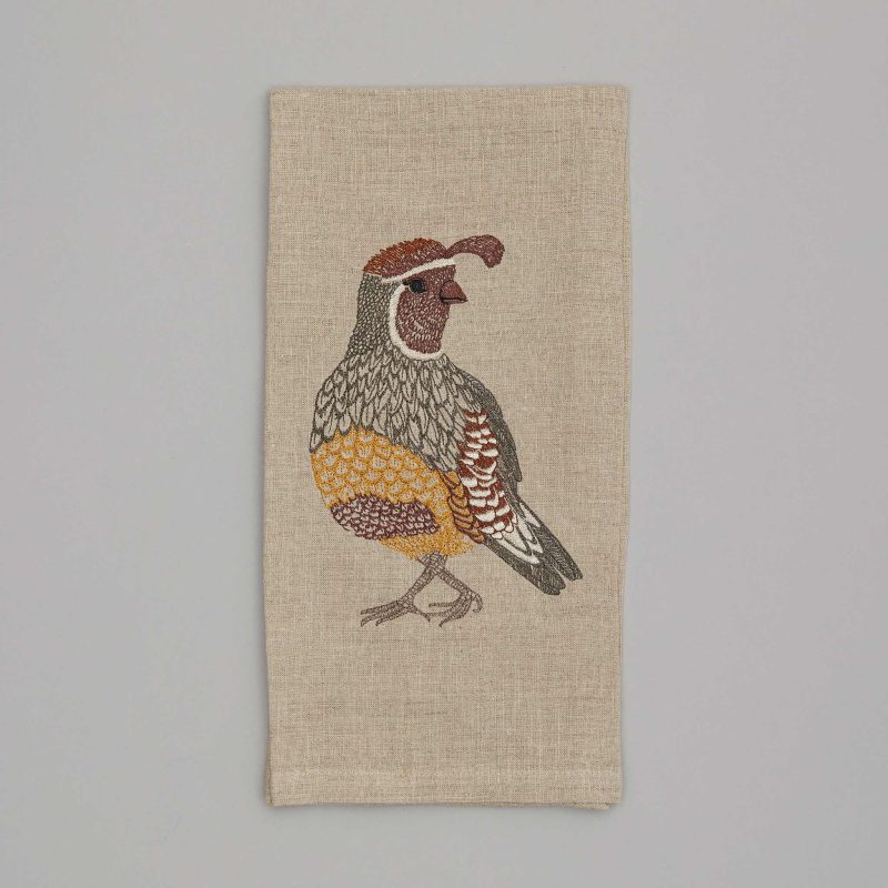 coralandtusk tea towel desert quail