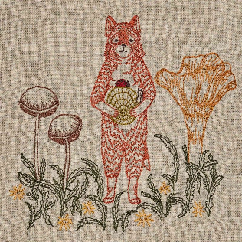 coralandtusk tea towel fox mushrooms 1 detail