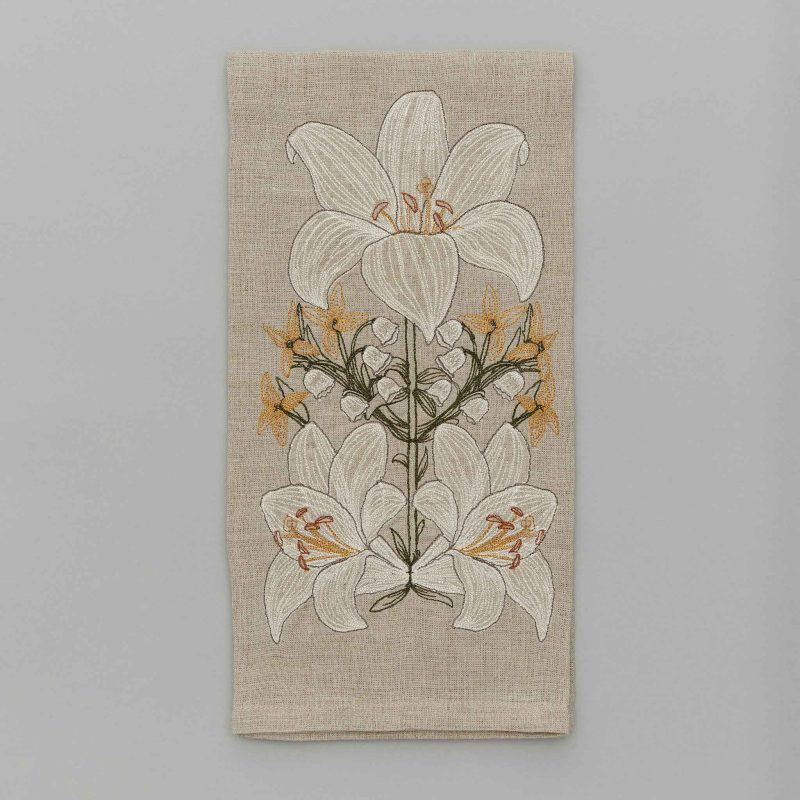 coralandtusk tea towel lily bouquet