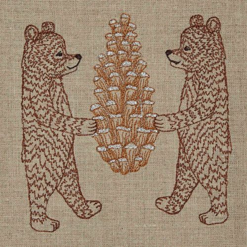 coralandtusk tea towel pinecone bears 2