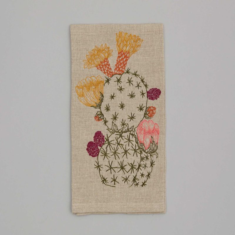 coralandtusk tea towel prickly pear cactus bloom