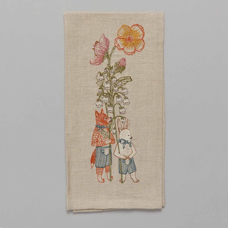 coralandtusk tea towel spring parade lily