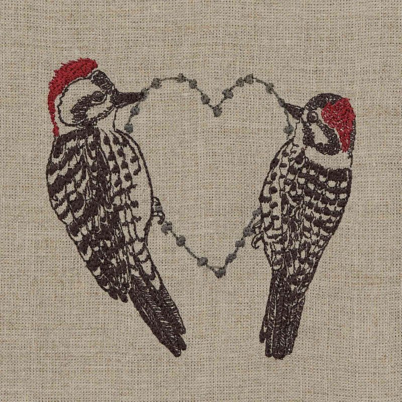 coralandtusk tea towel woodpecker love detail