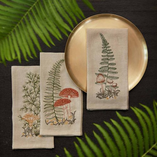 coralandtusk tea towels ferns mushrooms 2oh